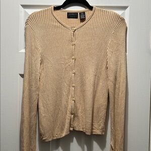 Liz Claiborne Tan Ribbed Cardigan